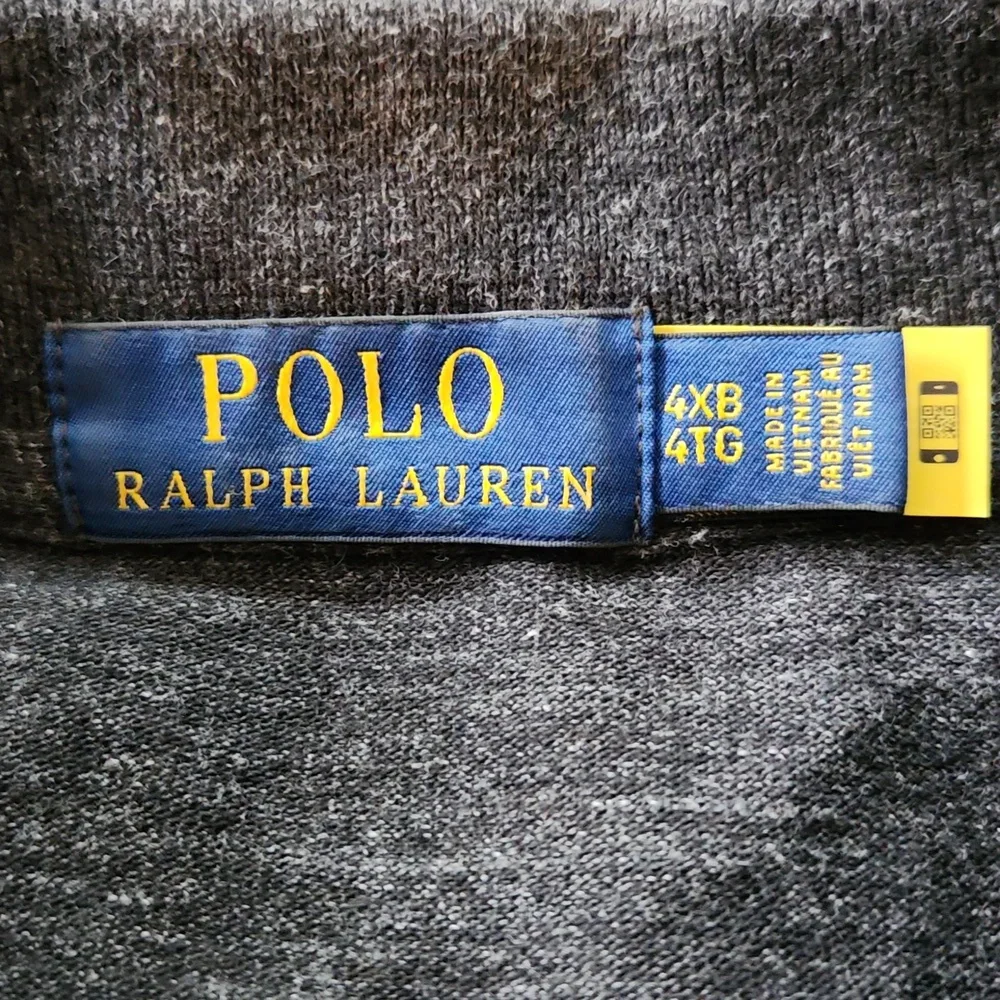 Polo Ralph Lauren Gray Polo Shirt Marled Preppy Heritage Long Sleeve Size 4XB